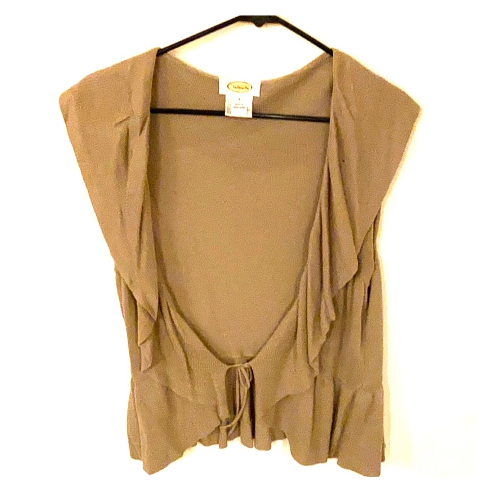 Talbots - L ruffled sleeveless cardigan